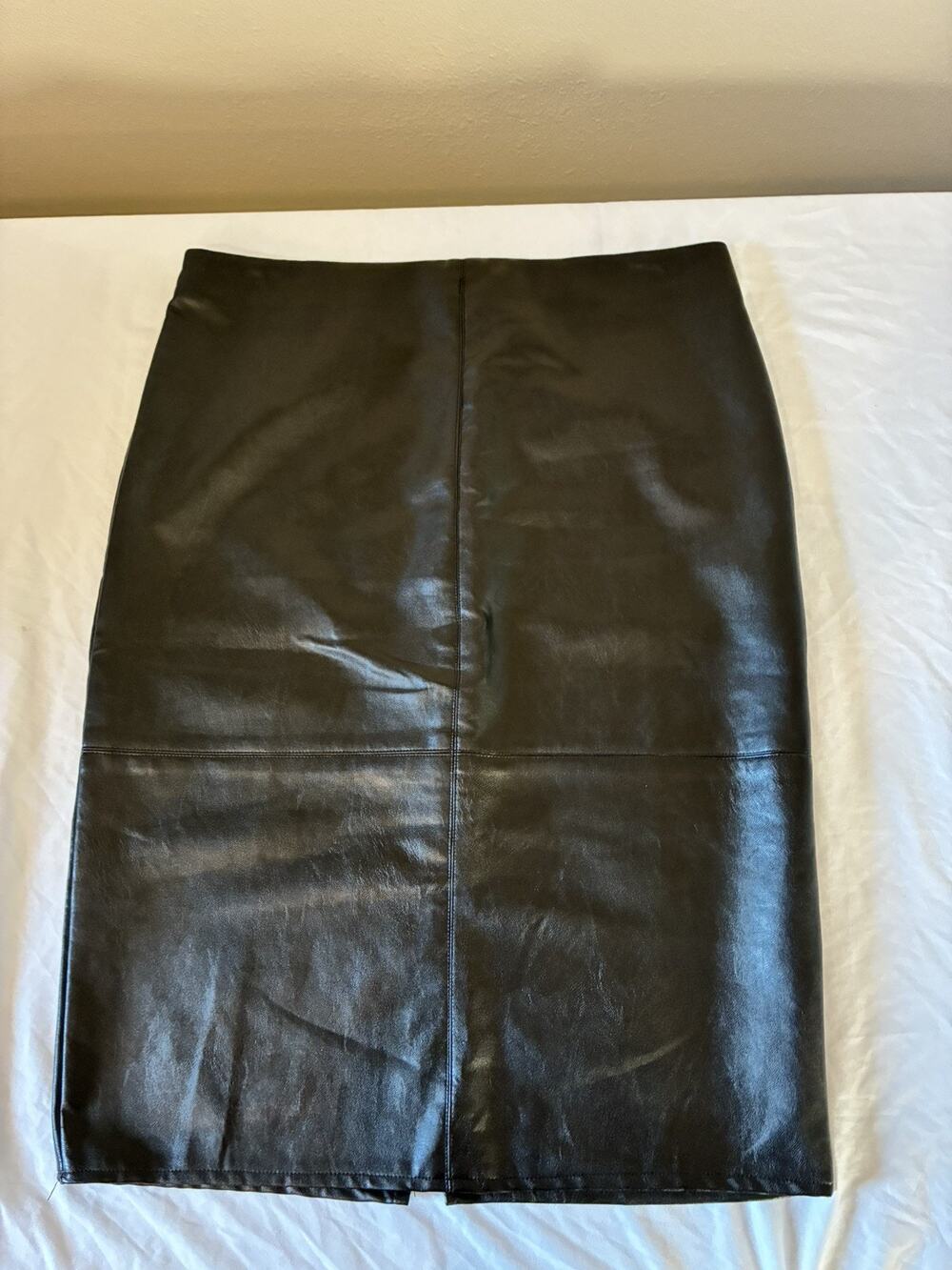 Lulu's Black Faux Leather Pencil Skirt - L
